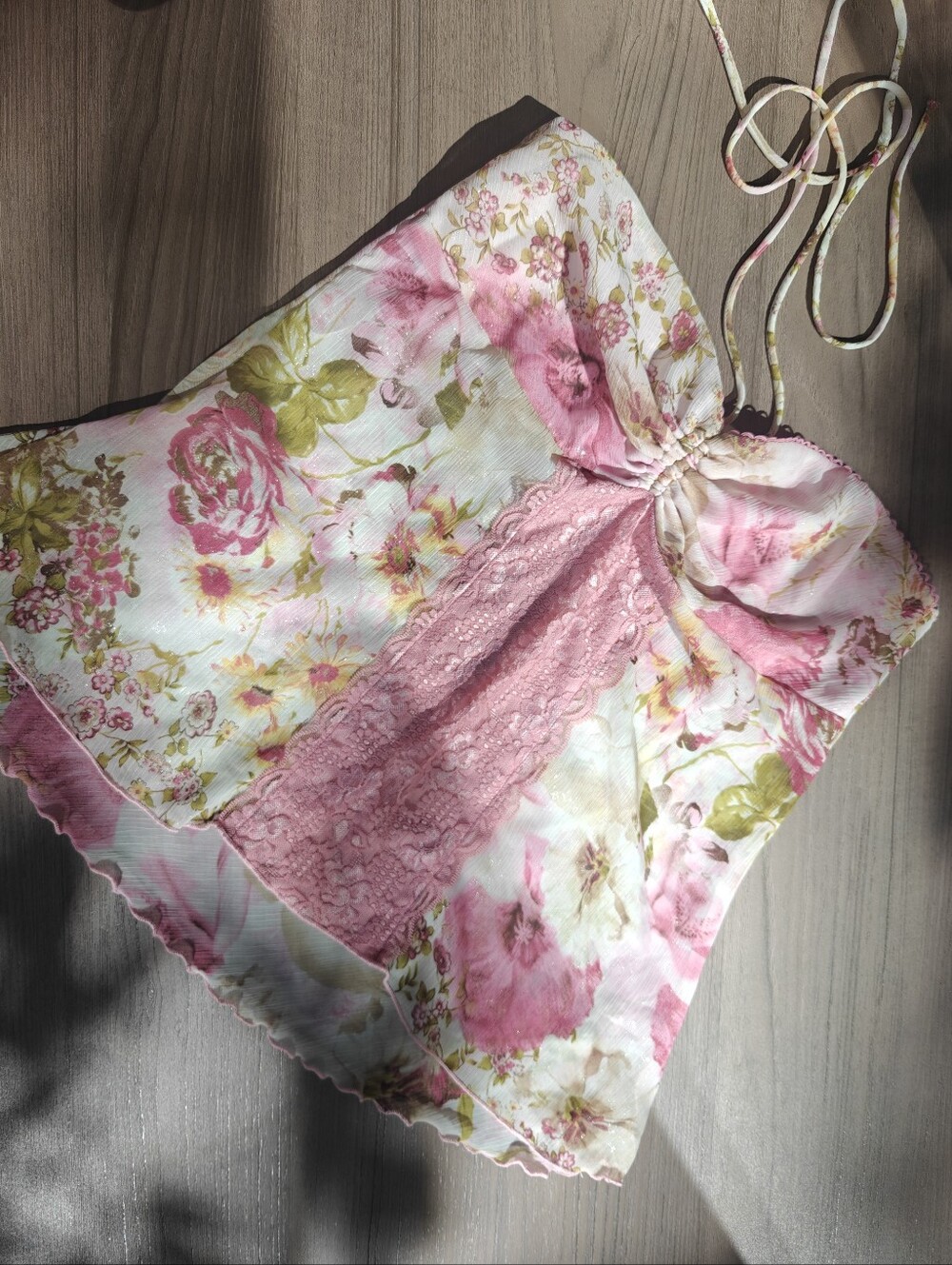 Y2K Floral Pink Lace-Trim Women's Camisole 1XL
